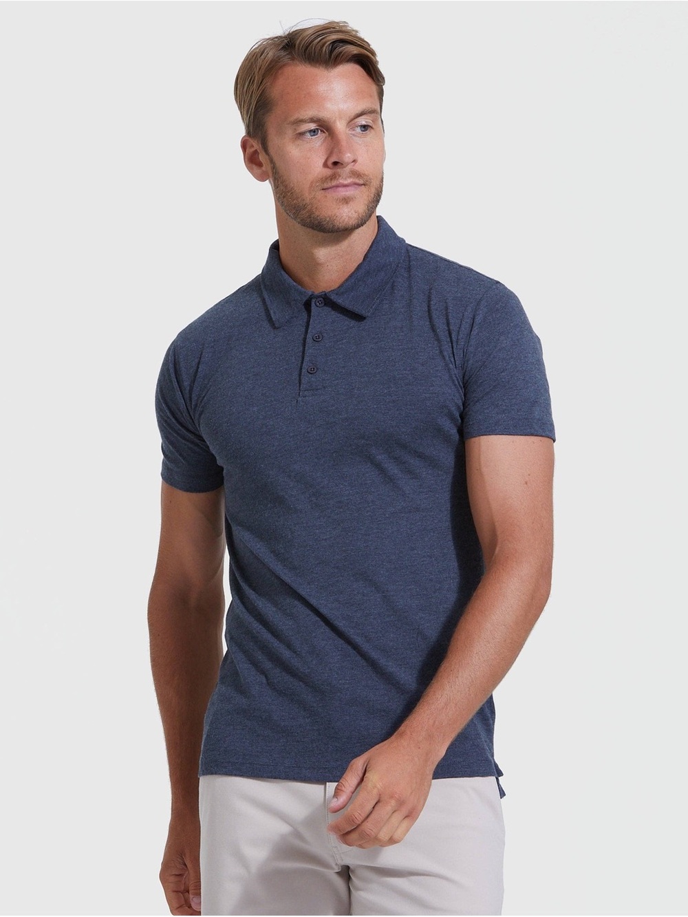 TRUE Classic Men’s Heather Navy Polo Shirt Athletic Fit S-XL NWT